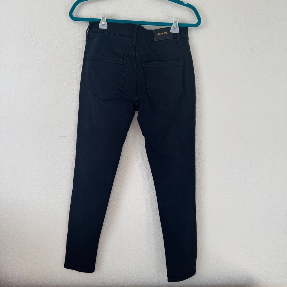 Express Skinny Mid Rise Black Jeans Womens Size 4R‎ - Picture 3 of 5